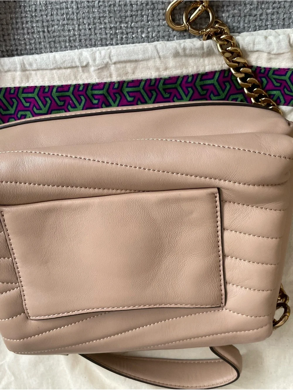 Tory Burch Quilted Chevron Leather Shoulder Bag in Blush Pink